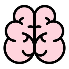 Sticker - Nerve brain icon. Outline nerve brain vector icon color flat isolated