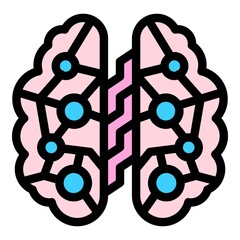 Poster - network human brain icon. outline network human brain vector icon color flat isolated