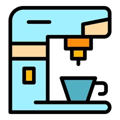 Poster - Coffee machine icon. Outline coffee machine vector icon color flat isolated