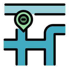 Poster - Road construction point icon. Outline road construction point vector icon color flat isolated