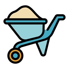 Poster - Wheelbarrow icon. Outline wheelbarrow vector icon color flat isolated