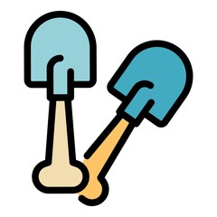 Poster - Shovels icon. Outline shovels vector icon color flat isolated