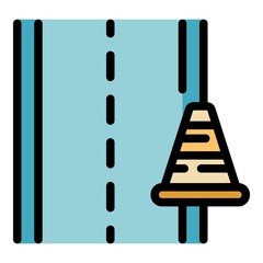 Poster - Road cone icon. Outline road cone vector icon color flat isolated