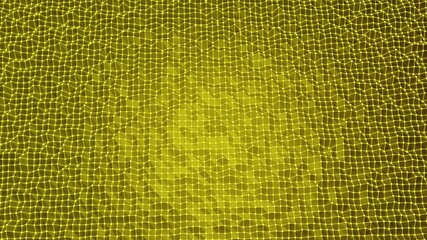 Poster - Pulsating mesh surface with dots. Design. Colored background with ripples on surface of grid with many dots. Fine grid with dots pulsates on surface