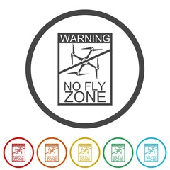 Sticker - No drone zone sign isolated on white background, color set