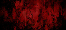 Dark Cement Horror Scary Background. Dark Grunge Red Texture Concrete