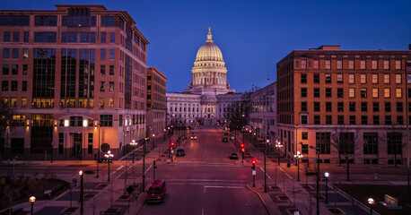 Wisconsin State Capitol Building (Downtown Madison, WI) Aerial Drone Photography