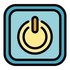 Poster - Power energy button icon. Outline power energy button vector icon color flat isolated