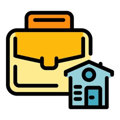Poster - Briefcase house icon. Outline briefcase house vector icon color flat isolated