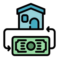 Poster - Money house rent icon. Outline money house rent vector icon color flat isolated