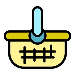 Poster - Shop basket icon. Outline shop basket vector icon color flat isolated
