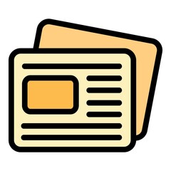 Poster - Fold newspaper icon. Outline fold newspaper vector icon color flat isolated