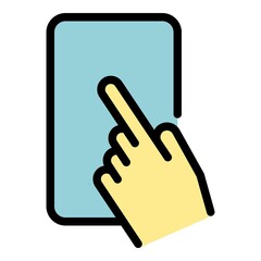 Poster - Tapping on smartphone icon. Outline tapping on smartphone vector icon color flat isolated