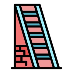 Poster - Builder ladder icon. Outline builder ladder vector icon color flat isolated