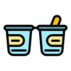 Poster - Kids yogurt icon. Outline kids yogurt vector icon color flat isolated