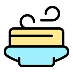 Poster - Milk cake icon. Outline milk cake vector icon color flat isolated