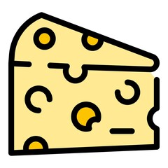 Poster - Dairy cheese icon. Outline dairy cheese vector icon color flat isolated