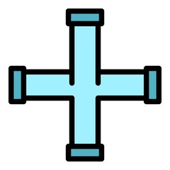 Poster - Cross pipe icon. Outline cross pipe vector icon color flat isolated