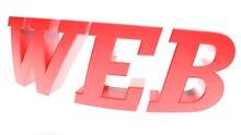 Red WEB Write On White Background - 3D Rendering Illustration