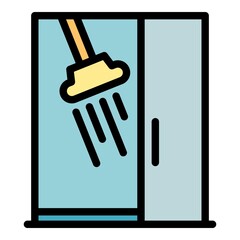 Sticker - Home shower stall icon. Outline home shower stall vector icon color flat isolated