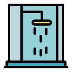 Poster - Plastic shower stall icon. Outline plastic shower stall vector icon color flat isolated