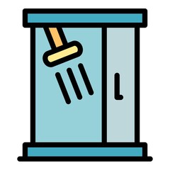 Poster - Washroom cabin icon. Outline washroom cabin vector icon color flat isolated