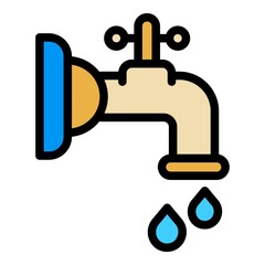 Poster - Water tap toilet icon. Outline water tap toilet vector icon color flat isolated