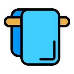 Sticker - Toilet bath towel icon. Outline toilet bath towel vector icon color flat isolated