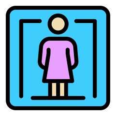 Poster - Woman toilet sign icon. Outline woman toilet sign vector icon color flat isolated