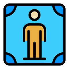 Poster - Man toilet sign icon. Outline man toilet sign vector icon color flat isolated