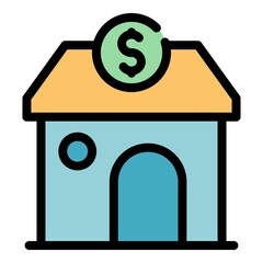 Poster - Property investments house icon. Outline property investments house vector icon color flat isolated