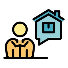 Sticker - Home property investments icon. Outline home property investments vector icon color flat isolated