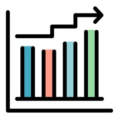 Poster - Graph property investments icon. Outline graph property investments vector icon color flat isolated