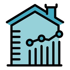 Poster - Leasing house property investments icon. Outline leasing house property investments vector icon color flat isolated