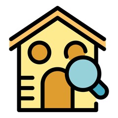 Poster - Search house sale icon. Outline search house sale vector icon color flat isolated