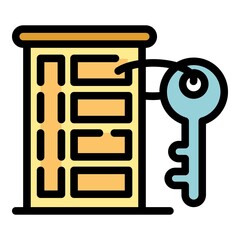 Wall Mural - New key building icon. Outline new key building vector icon color flat isolated
