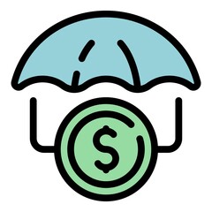 Sticker - Secured money icon. Outline secured money vector icon color flat isolated