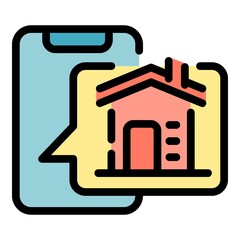 Poster - Phone house search icon. Outline phone house search vector icon color flat isolated