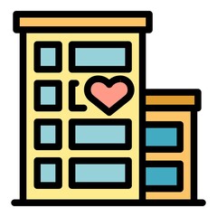 Sticker - Building apartment icon. Outline building apartment vector icon color flat isolated