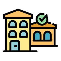 Poster - city building icon. outline city building vector icon color flat isolated