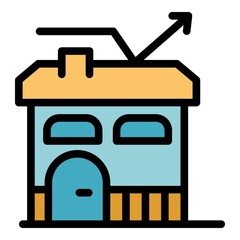 Poster - house building icon. outline house building vector icon color flat isolated