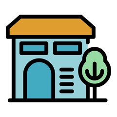 Poster - Park new house icon. Outline park new house vector icon color flat isolated