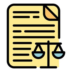 Poster - Justice document icon. Outline justice document vector icon color flat isolated