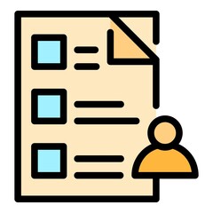 Poster - Authority checklist icon. Outline authority checklist vector icon color flat isolated