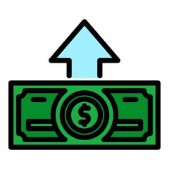 Poster - Cash growth icon. Outline cash growth vector icon color flat isolated