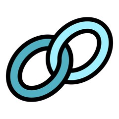 Poster - Chain link icon. Outline chain link vector icon color flat isolated