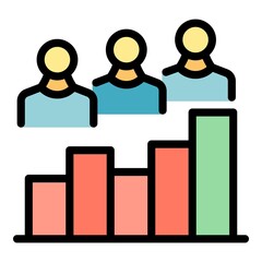 Poster - Market evolution icon. Outline market evolution vector icon color flat isolated
