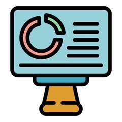 Poster - Monitor market forecast icon. Outline monitor market forecast vector icon thin line color flat on white