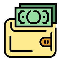 Poster - Wallet dollar icon. Outline wallet dollar vector icon color flat isolated