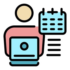 Poster - Part time worker icon. Outline part time worker vector icon color flat isolated